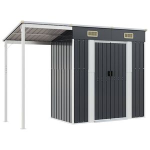 vidaXL Garden Shed with Extended Roof Anthracite 277x107x181 cm Steel