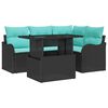 vidaXL Outdoor Dining Set with Cushion 5 pcs Black Poly rattan