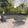 vidaXL 12 Piece Garden Lounge Set with Cushions Poly Rattan Grey