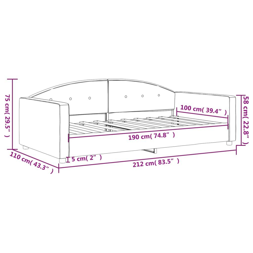 vidaXL Day Bed without Mattress Light Grey 100x190 cm Velvet