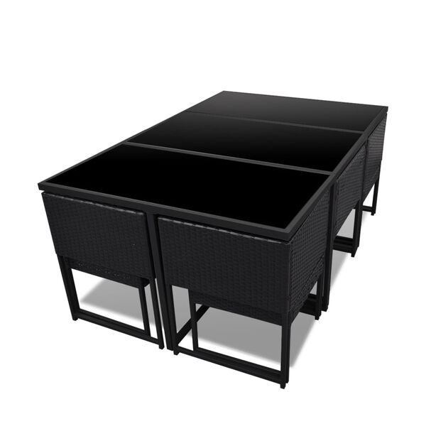 vidaXL 11 Piece Outdoor Dining Set with Cushions Poly Rattan Black