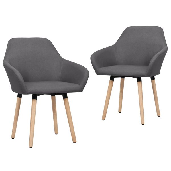 vidaXL Dining Chairs 2 pcs Dark Grey Fabric
