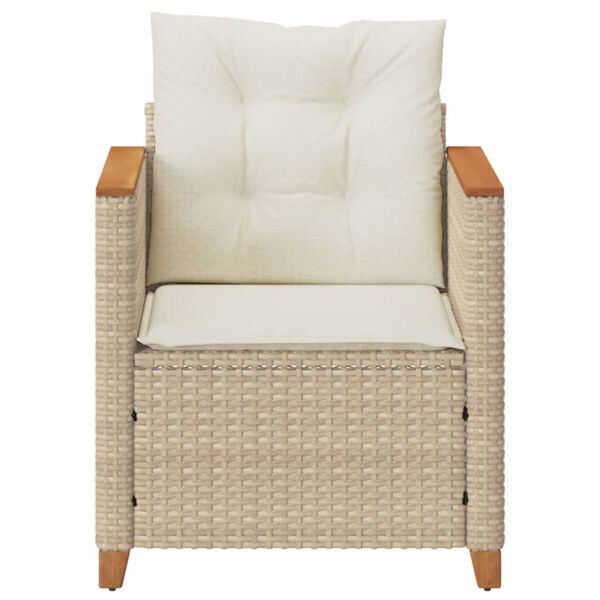 vidaXL Garden Chair with Cushions Beige Poly Rattan