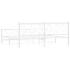 vidaXL Metal Bed Frame without Mattress with Footboard White 193x203cm