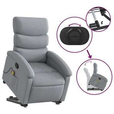 vidaXL Stand up Massage Recliner Chair Light Grey Fabric
