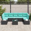 vidaXL Sofa Set with Cushion 8 pcs Black Poly Rattan