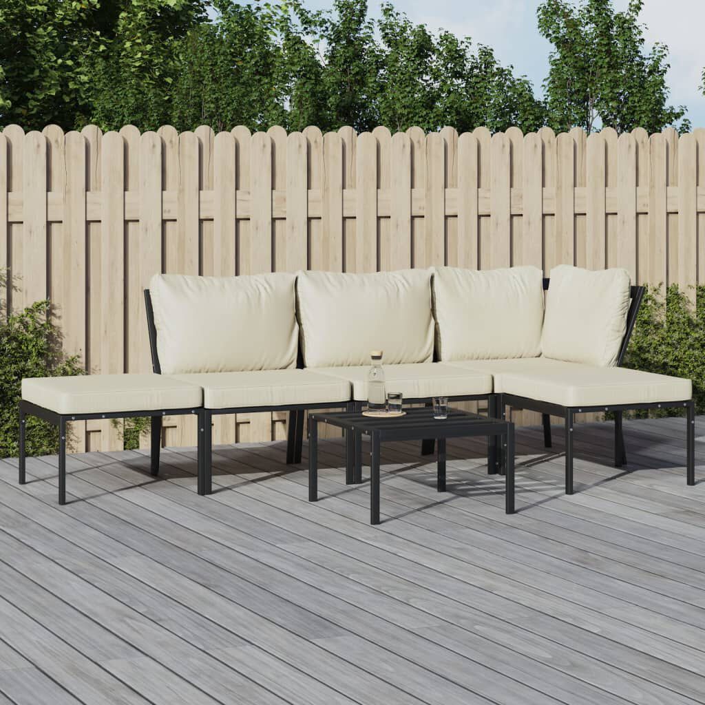 vidaXL 6 Piece Garden Lounge Set with Sand Cushions Steel