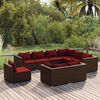 vidaXL 9 Piece Garden Lounge Set with Cushions Poly Rattan Brown