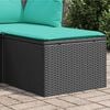 vidaXL Garden Stool with Cushion Black 55x55x37 cm Poly Rattan