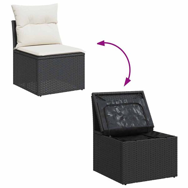 vidaXL 10 Piece Garden Sofa Set with Cushions Black Poly Rattan