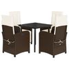 vidaXL 5 Piece Garden Dining Set with Cushions Brown Poly Rattan