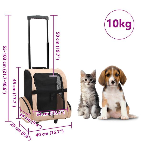 vidaXL Foldable Multipurpose Pet Trolley Beige