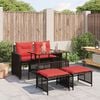 vidaXL 4 Piece Garden Sofa Set with Cushions Brown Poly Rattan Glass