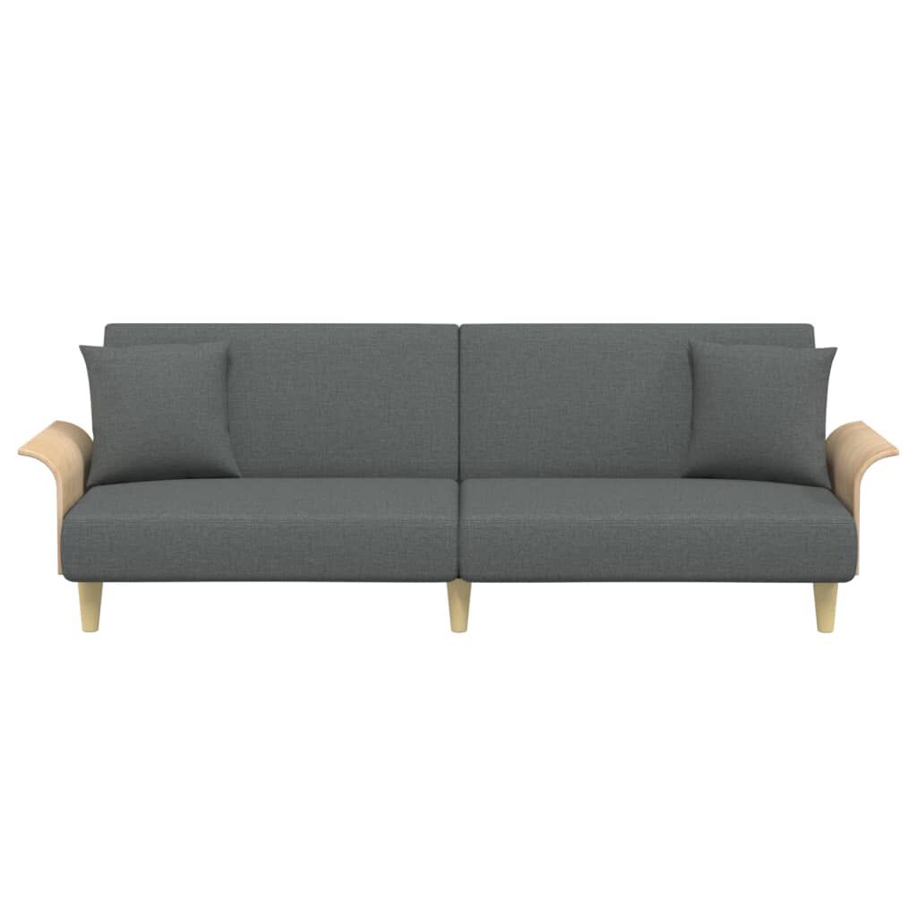 vidaXL Sofa Bed with Armrests Dark Grey Fabric