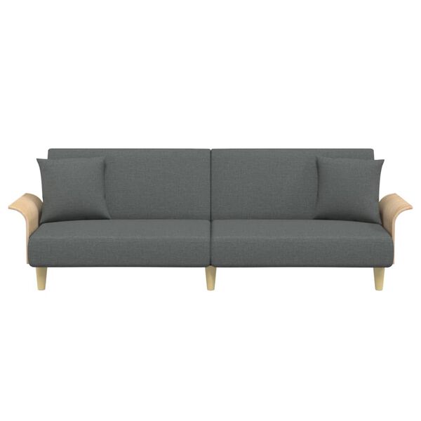 vidaXL Sofa Bed with Armrests Dark Grey Fabric