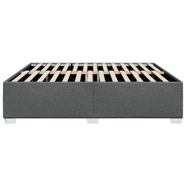 vidaXL Bed Frame without Mattress Dark Grey King Fabric