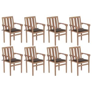 vidaXL Stackable Garden Chairs with Cushions 8 pcs Solid Teak Wood