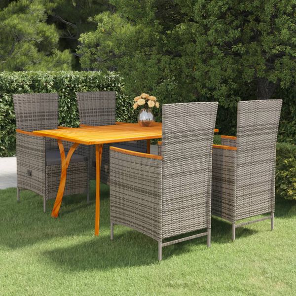 vidaXL 5 Piece Garden Dining Set Grey