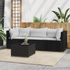 vidaXL 4 Piece Garden Lounge Set with Cushions Black Poly Rattan