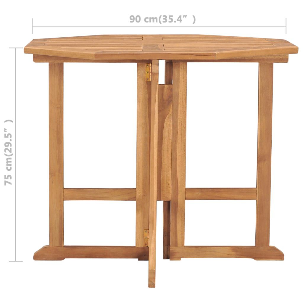 vidaXL Folding Garden Dining Table 90x90x75 cm Solid Teak Wood