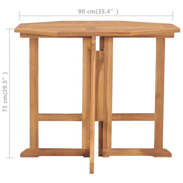 vidaXL Folding Garden Dining Table 90x90x75 cm Solid Teak Wood