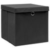 vidaXL Storage Boxes with Covers 10 pcs 28x28x28 cm Black