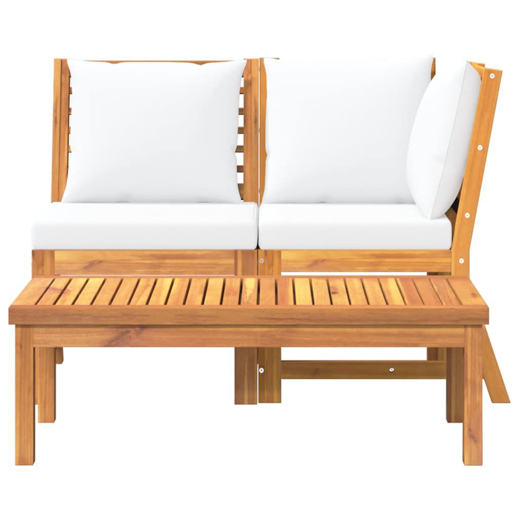 vidaXL 3 Piece Garden Lounge Set with Cream Cushion Solid Acacia Wood