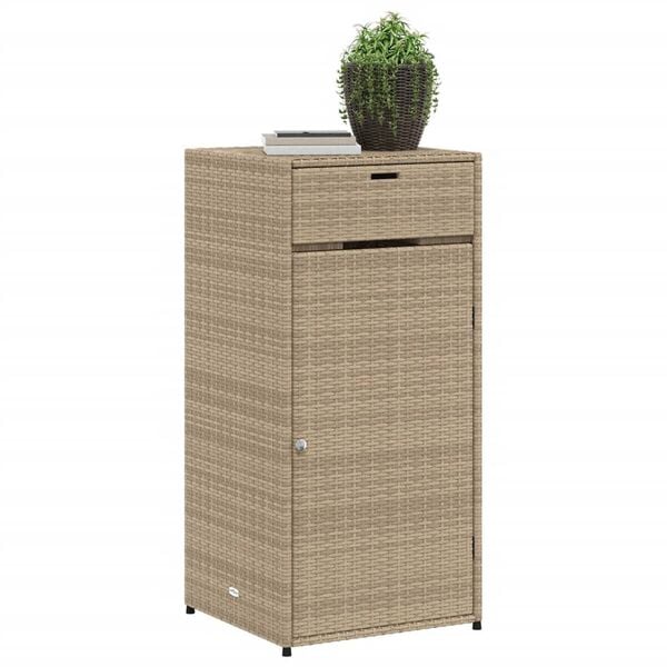 vidaXL Garden Storage Cabinet Beige 55x55x111 cm Poly Rattan