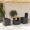 vidaXL 2 Piece Garden Dining Set with Cushions Black Poly Rattan