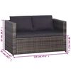 vidaXL 3 Piece Bistro Set Poly with Cushions Rattan Grey