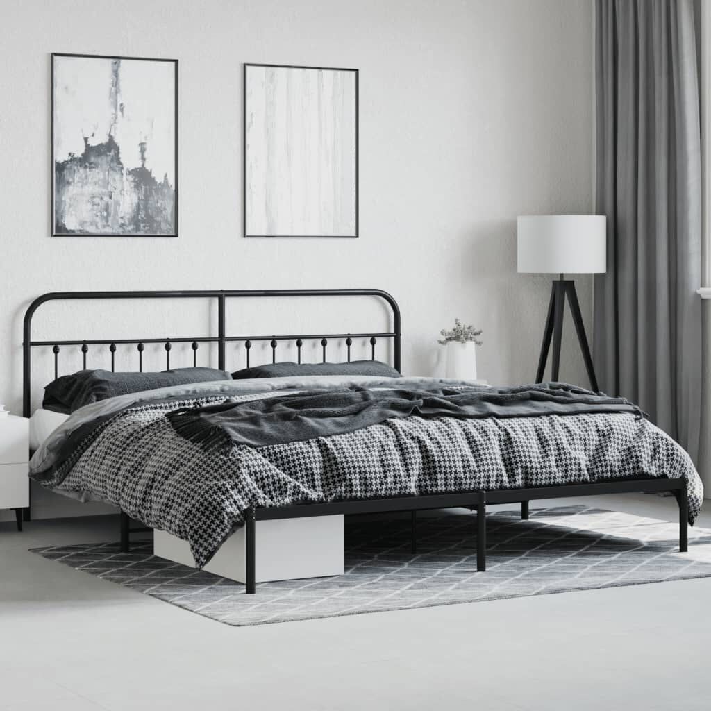 vidaXL Metal Bed Frame without Mattress with Footboard Black 183x213cm
