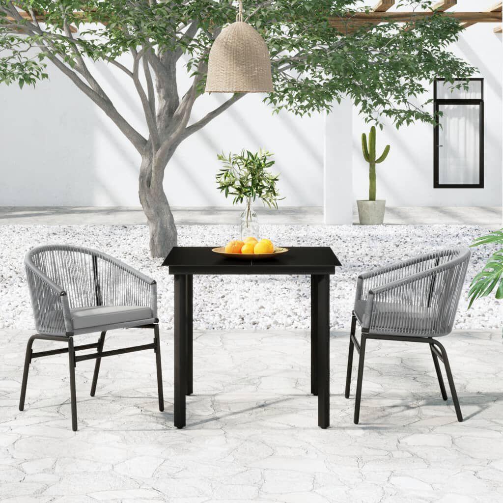 vidaXL 3 Piece Garden Dining Set Grey
