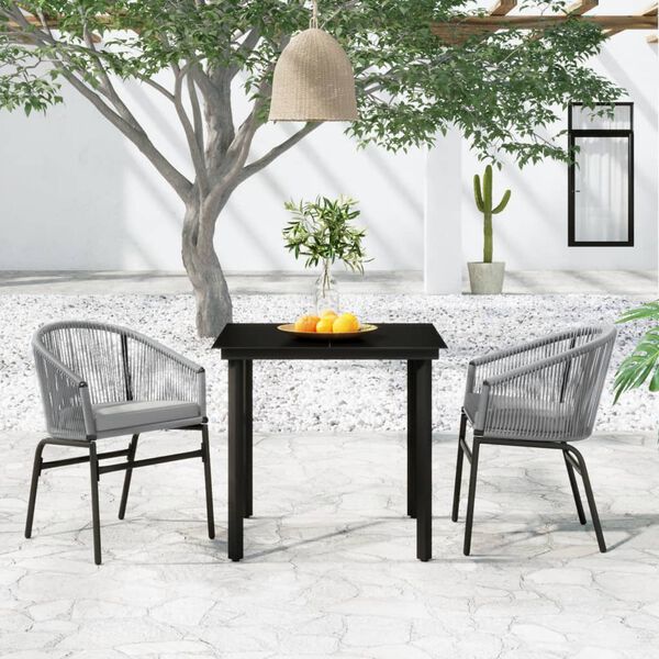 vidaXL 3 Piece Garden Dining Set Grey