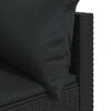 vidaXL Garden Corner Sofas with Cushions 2 pcs Black Poly Rattan