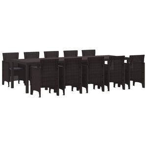 vidaXL Garden Dining Set 11 pcs Brown and Anthracite Rattan