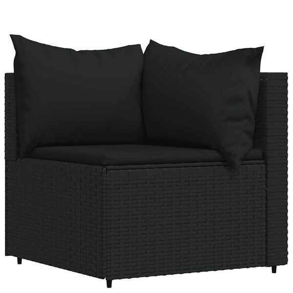 vidaXL 4 Piece Garden Lounge Set with Cushions Black Poly Rattan