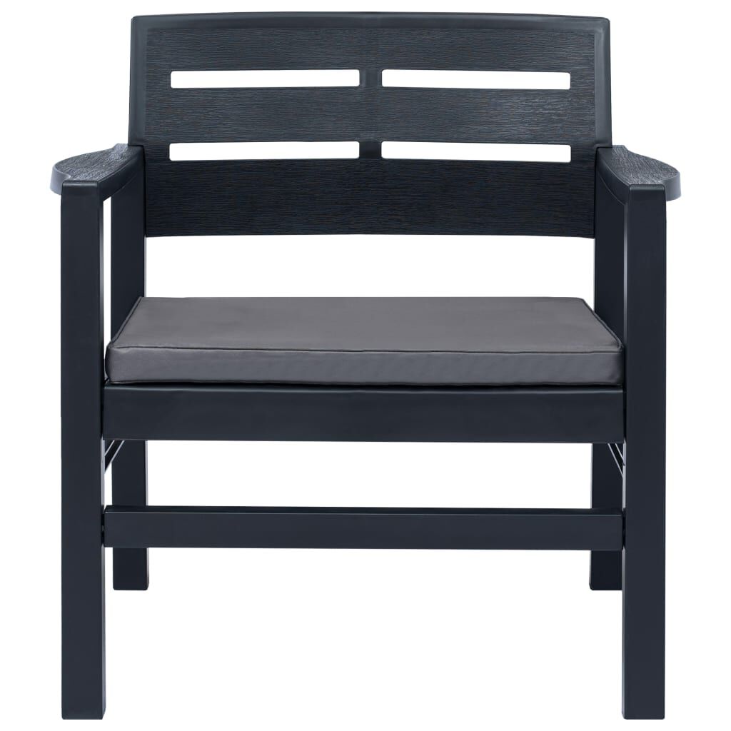 vidaXL 3 Piece Garden Lounge Set Plastic Anthracite