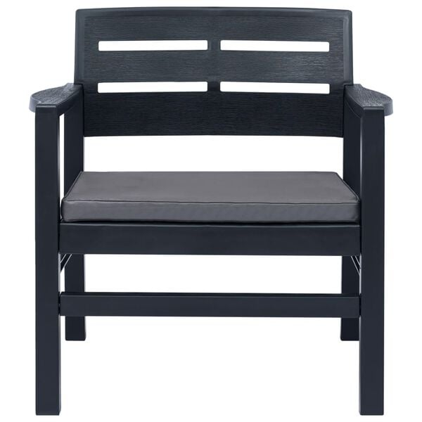 vidaXL 3 Piece Garden Lounge Set Plastic Anthracite