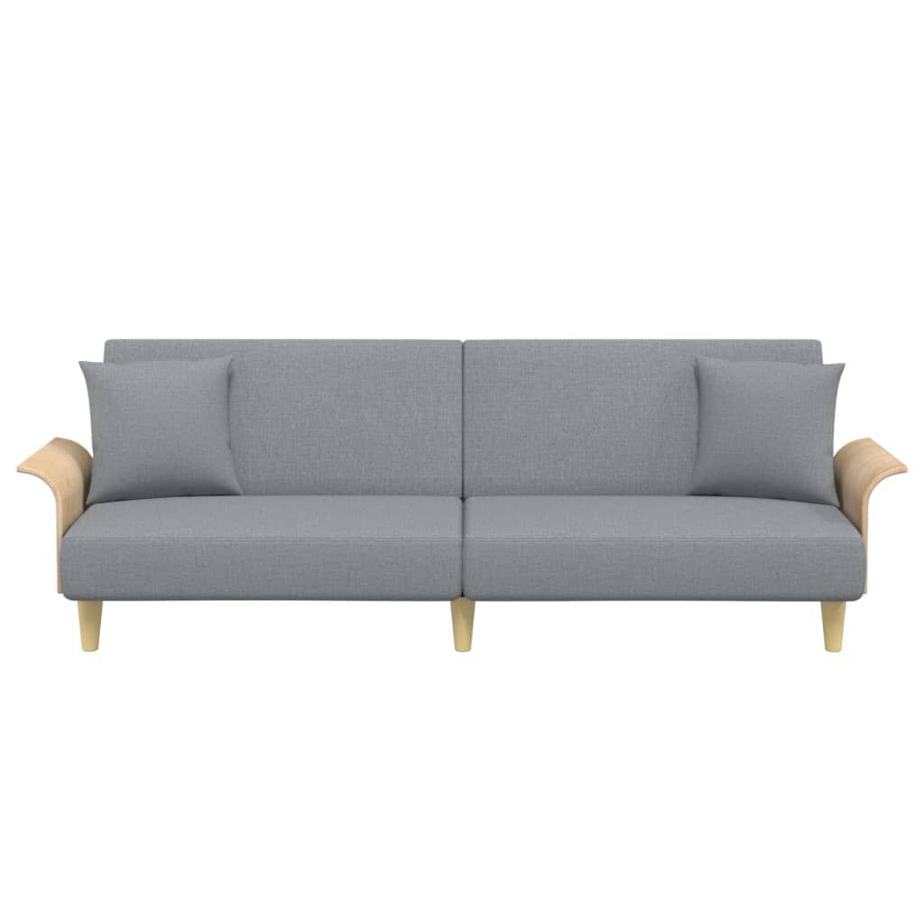 vidaXL Sofa Bed with Armrests Light Grey Fabric