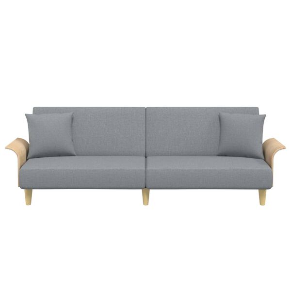 vidaXL Sofa Bed with Armrests Light Grey Fabric