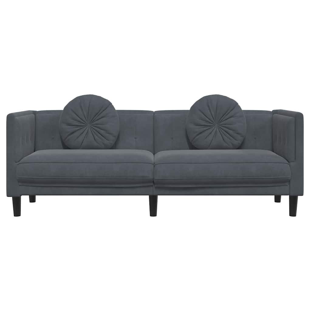 vidaXL Sofa with Cushions 3-Seater Dark Grey Velvet