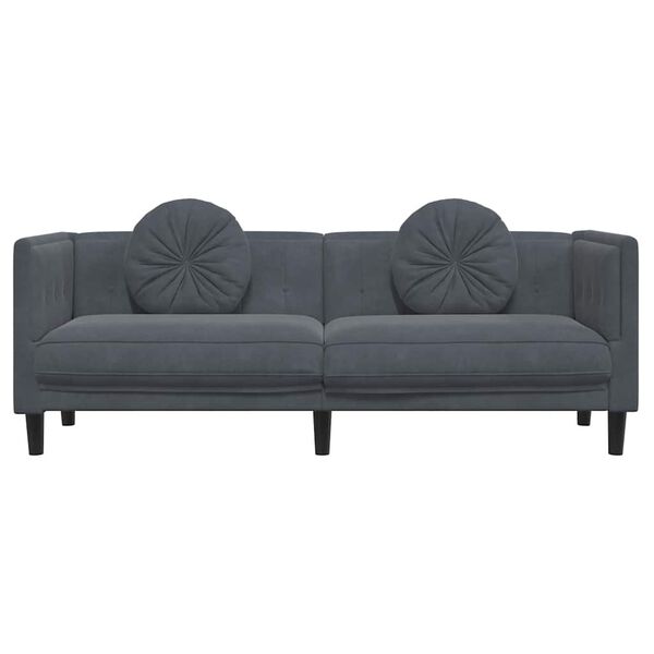 vidaXL Sofa with Cushions 3-Seater Dark Grey Velvet