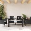 vidaXL Garden Table with Glass Top Black 190x80x74 cm Poly Rattan