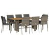 vidaXL 7 Piece Garden Dining Set with Cushions Grey Poly Rattan