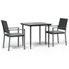 vidaXL 3 Piece Garden Dining Set with Cushions Poly Rattan and Steel