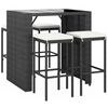 vidaXL 5 Piece Garden Bar Set with Cushions Black Poly Rattan