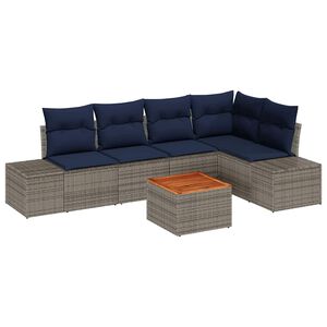vidaXL Garden Sofa Set with Cushion 6 pcs Grey Poly Rattan