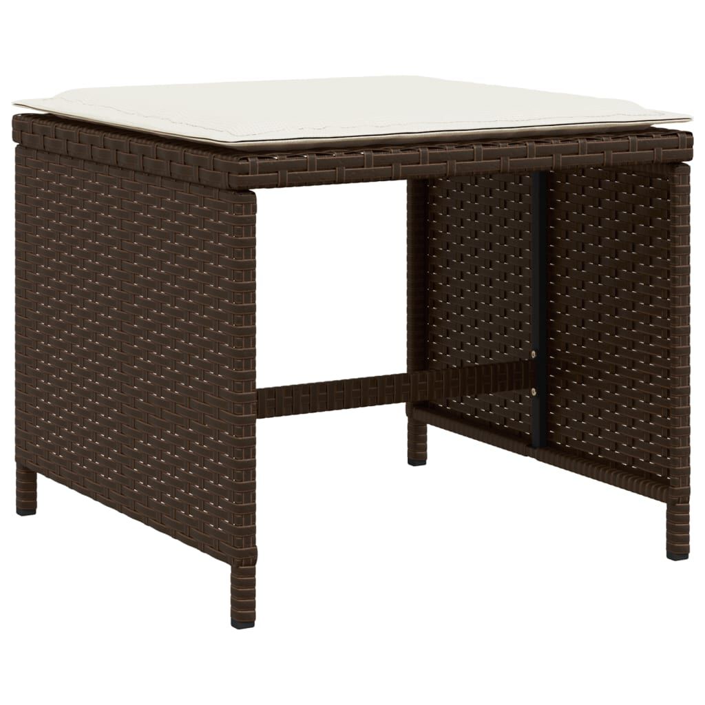 vidaXL Garden Stools with Cushions 4 pcs Brown 40x40x35 cm Poly Rattan
