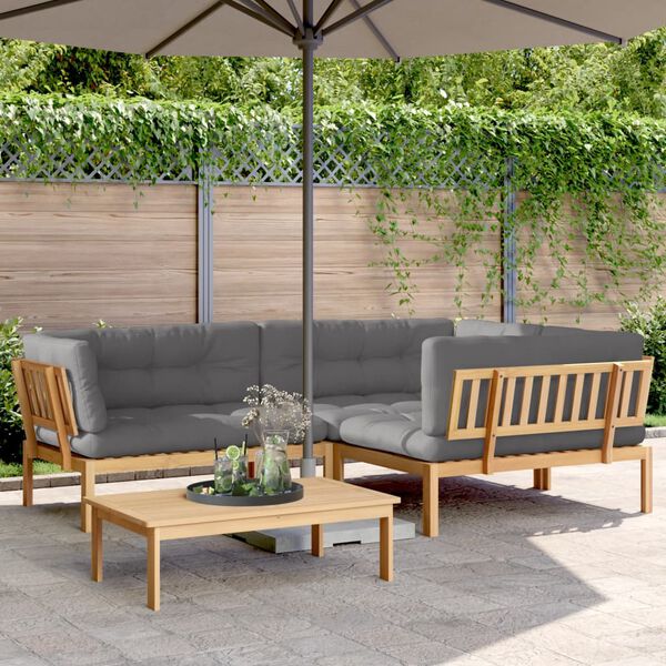 vidaXL 4 Piece Garden Pallet Sofa Set with Cushions Solid Wood Acacia
