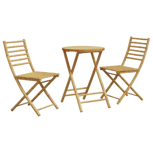 vidaXL 3 Piece Bistro Set Bamboo